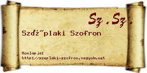 Széplaki Szofron névjegykártya